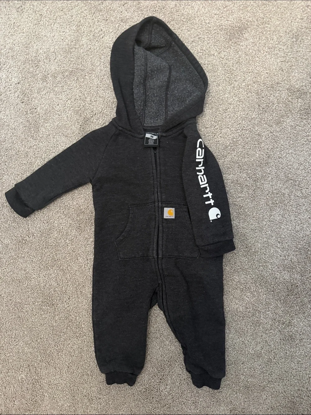 Carhartt Charcoal Hooded Zip One-Piece Romper